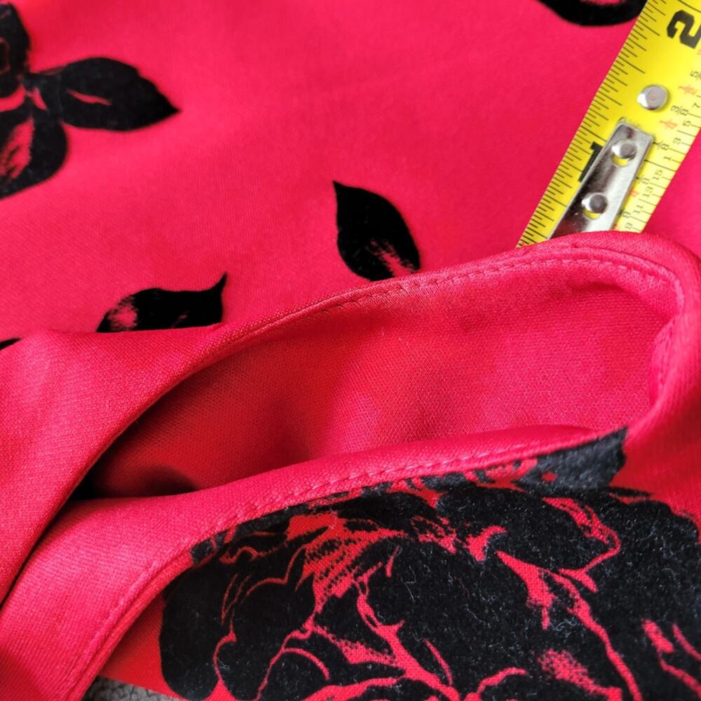 Studio One New York Womens Size 12 Red Black Rose Velvet Cocktail Wedding - Picture 13 of 14